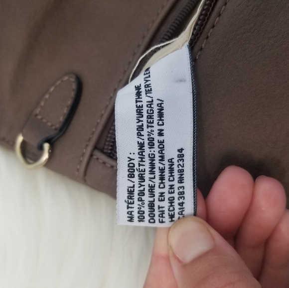 Aldo Brown Tan Clutch Bag Faux Animal Skin Pocket Vegan Skinny Purse Zipper Back - Picture 6 of 9